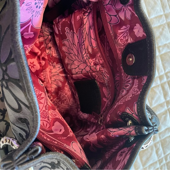 Brighton Valencia Pewter and Black Floral Embroidered Bag - Picture 8 of 16